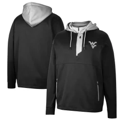 Men's Colosseum Black West Virginia Mountaineers Luge 3.0 Quarter-Zip Hoodie