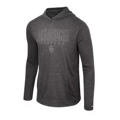 Men's Colosseum Heather Black Oklahoma Sooners Slub Long Sleeve Hoodie T-Shirt -Colosseum shop 6065092 ALT2