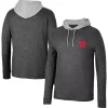 Men's Colosseum Black Nebraska Huskers Ballot Waffle-Knit Thermal Long Sleeve Hoodie T-Shirt