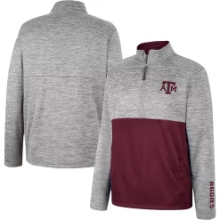 Men's Colosseum Gray Texas A&M Aggies John Half-Zip Jacket -Colosseum shop 6065654 ALT