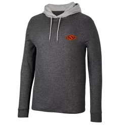 Men's Colosseum Black Oklahoma State Cowboys Ballot Waffle-Knit Thermal Long Sleeve Hoodie T-Shirt -Colosseum shop 6078398 ALT2