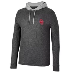 Men's Colosseum Black Oklahoma Sooners Ballot Waffle-Knit Thermal Long Sleeve Hoodie T-Shirt -Colosseum shop 6078559 ALT2