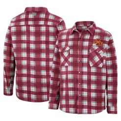 Men's Colosseum Cardinal/White Iowa State Cyclones Ellis Plaid Full-Snap Shirt Jacket
