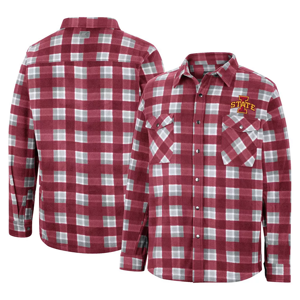 Men's Colosseum Cardinal/White Iowa State Cyclones Ellis Plaid Full-Snap Shirt Jacket 2 Men's Colosseum Cardinal/White Iowa State Cyclones Ellis Plaid Full-Snap Shirt Jacket - Image 2
