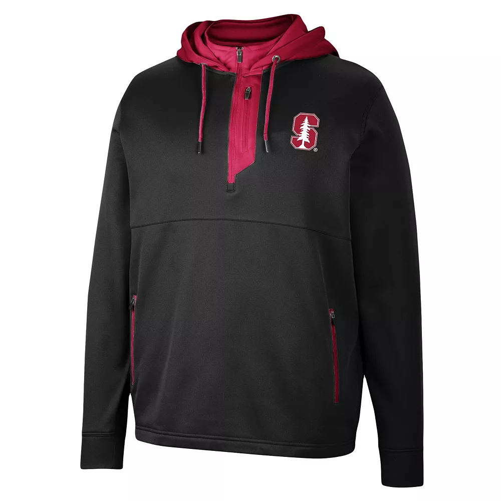 Men's Colosseum Black Stanford Cardinal Luge 3.0 Quarter-Zip Hoodie 3 Men's Colosseum Black Stanford Cardinal Luge 3.0 Quarter-Zip Hoodie - Image 3