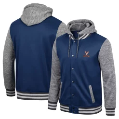 Men's Colosseum Navy Virginia Cavaliers Robinson Hoodie Full-Snap Jacket