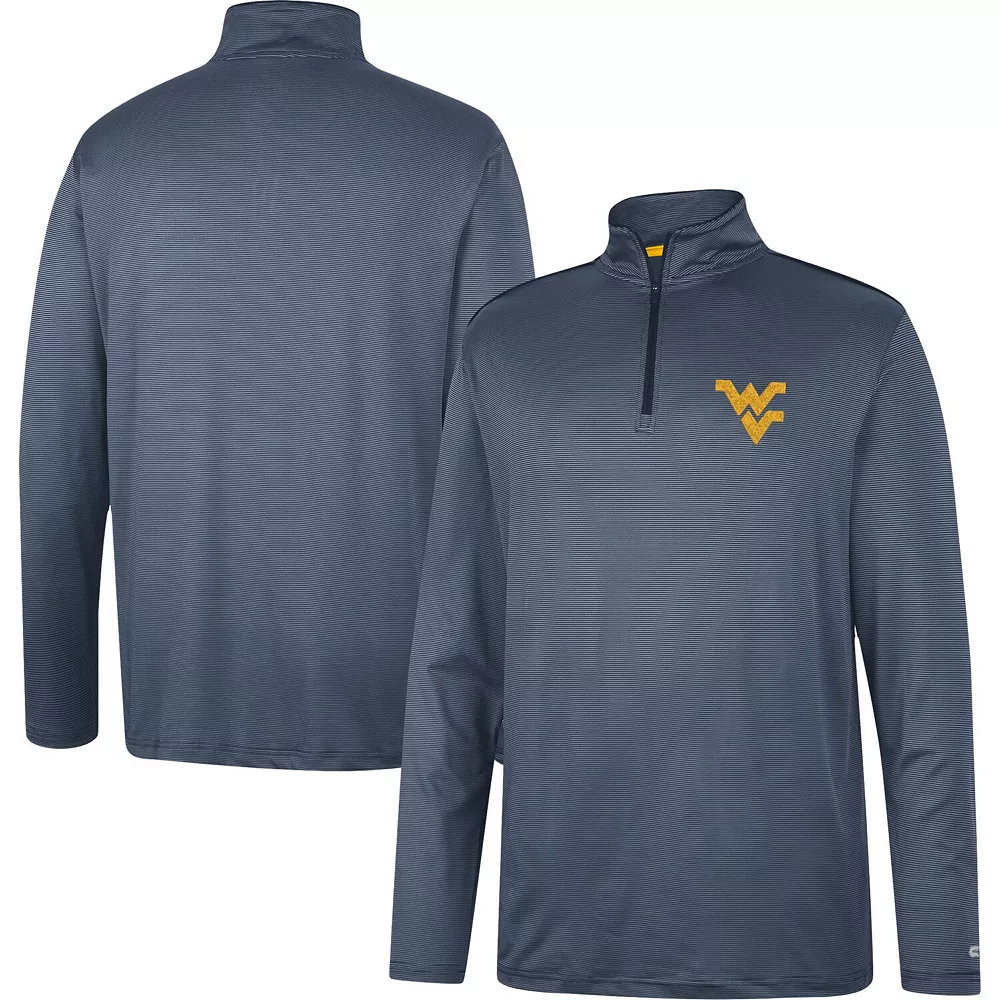 Men's Colosseum Navy West Virginia Mountaineers Logo Quarter-Zip Windshirt 2 Men's Colosseum Navy West Virginia Mountaineers Logo Quarter-Zip Windshirt - Image 2