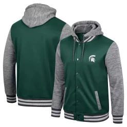 Men's Colosseum Green Michigan State Spartans Robinson Hoodie Full-Snap Jacket -Colosseum shop 6155861 ALT