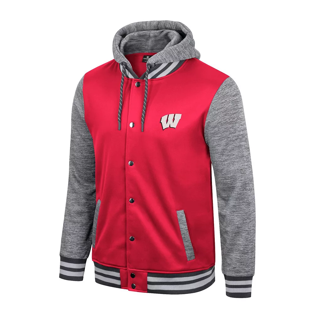 Men's Colosseum Red Wisconsin Badgers Robinson Hoodie Full-Snap Jacket 3 Men's Colosseum Red Wisconsin Badgers Robinson Hoodie Full-Snap Jacket - Image 3