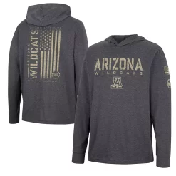 Men's Colosseum Charcoal Arizona Wildcats Team OHT Military Appreciation Hoodie Long Sleeve T-Shirt