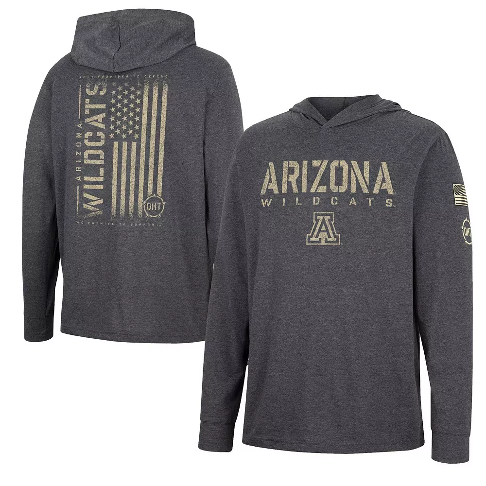 Men's Colosseum Charcoal Arizona Wildcats Team OHT Military Appreciation Hoodie Long Sleeve T-Shirt 1 Men's Colosseum Charcoal Arizona Wildcats Team OHT Military Appreciation Hoodie Long Sleeve T-Shirt