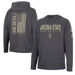 Men's Colosseum Charcoal Arizona State Sun Devils Team OHT Military Appreciation Hoodie Long Sleeve T-Shirt